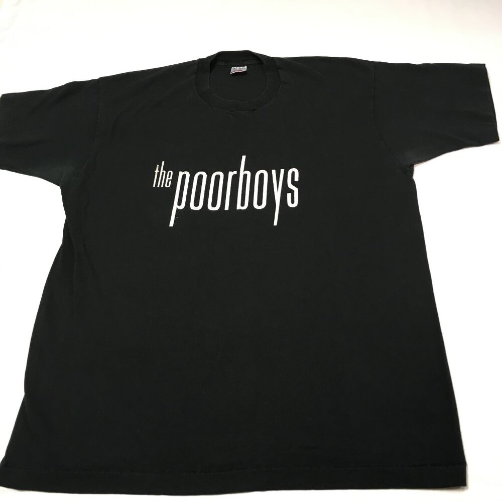 Vintage Poorboys '92 Pardon Me Album Tee Single Stitch Black Mens XL Rock Band